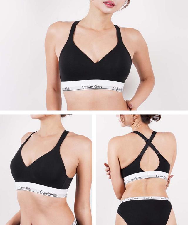 メール便 カルバンクライン Calvin Klein スポーツブラ レディース アンダーウェア 高級 ブランド 3/4カップ おしゃれ スポーツ ジム ヨガ スポブラ ノンワイヤー 綿 綿混 コットンストレッチ カップ付き ロゴ ワンポイント 無地 ブランド 女性_6