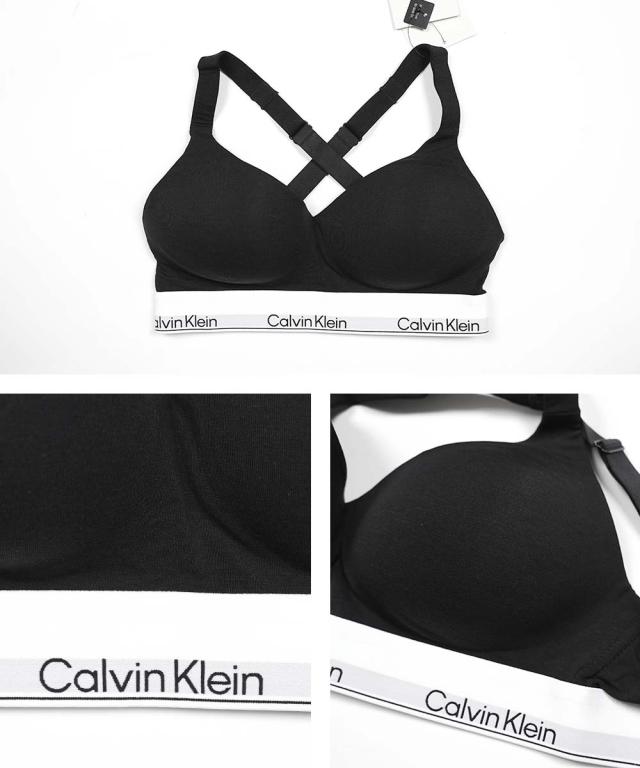 メール便 カルバンクライン Calvin Klein スポーツブラ レディース アンダーウェア 高級 ブランド 3/4カップ おしゃれ スポーツ ジム ヨガ スポブラ ノンワイヤー 綿 綿混 コットンストレッチ カップ付き ロゴ ワンポイント 無地 ブランド 女性_11