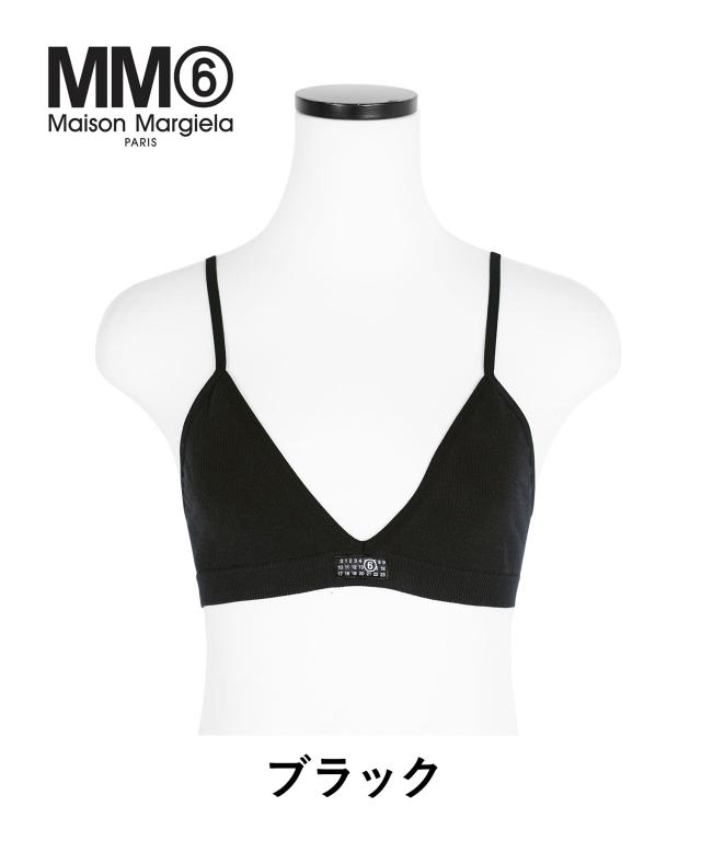 エムエム6 メゾン マルジェラ MM6 Maison Margiela スポーツブラ レディース アンダーウェア おしゃれ かっこいい 綿 綿混 コットンストレッチ 高級 カレンダータグ ロゴ ワンポイント 無地 ブランド 女性 プチギフト 誕生日_1