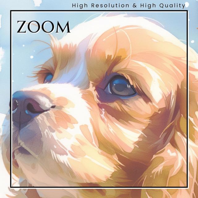 【蝶犬戯舞 - アメリカンコッカースパニエル犬の子犬 No.5】春・蝶・子犬・アートポスター・犬の絵・犬の絵画・犬のイラスト