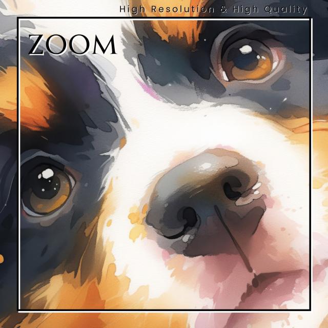 【蝶犬戯舞 - バーニーズマウンテン犬の子犬 No.4】春・蝶・子犬・アートポスター・犬の絵・犬の絵画・犬のイラスト