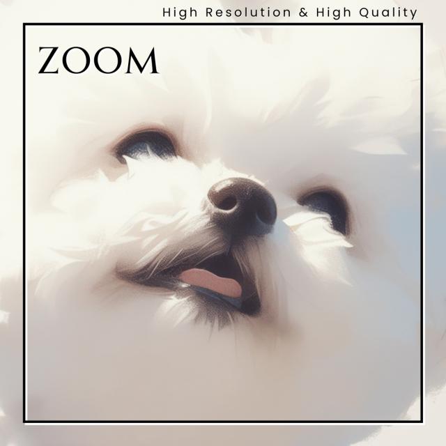 【蝶犬戯舞 - ビションフリーゼ犬の子犬 No.1】春・蝶・子犬・アートポスター・犬の絵・犬の絵画・犬のイラスト