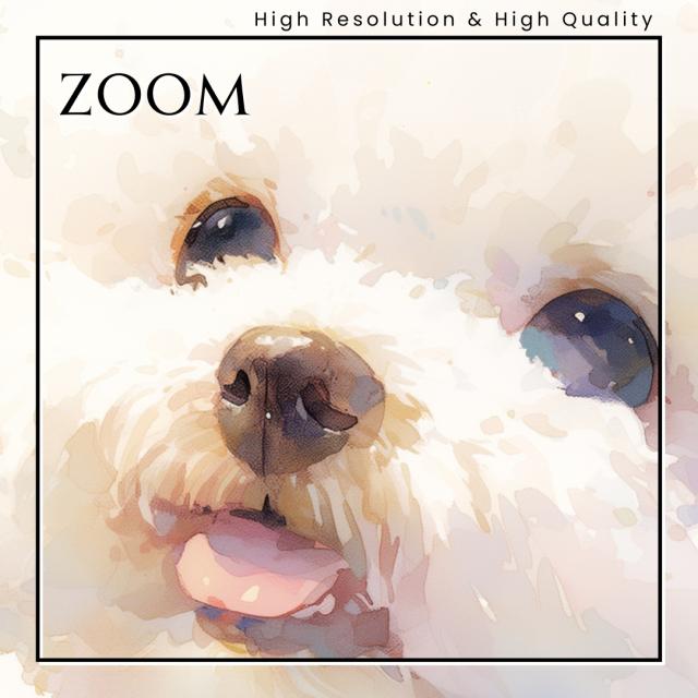 【蝶犬戯舞 - ビションフリーゼ犬の子犬 No.4】春・蝶・子犬・アートポスター・犬の絵・犬の絵画・犬のイラスト
