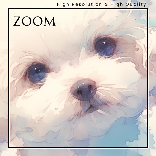 【蝶犬戯舞 - ビションフリーゼ犬の子犬 No.5】春・蝶・子犬・アートポスター・犬の絵・犬の絵画・犬のイラスト