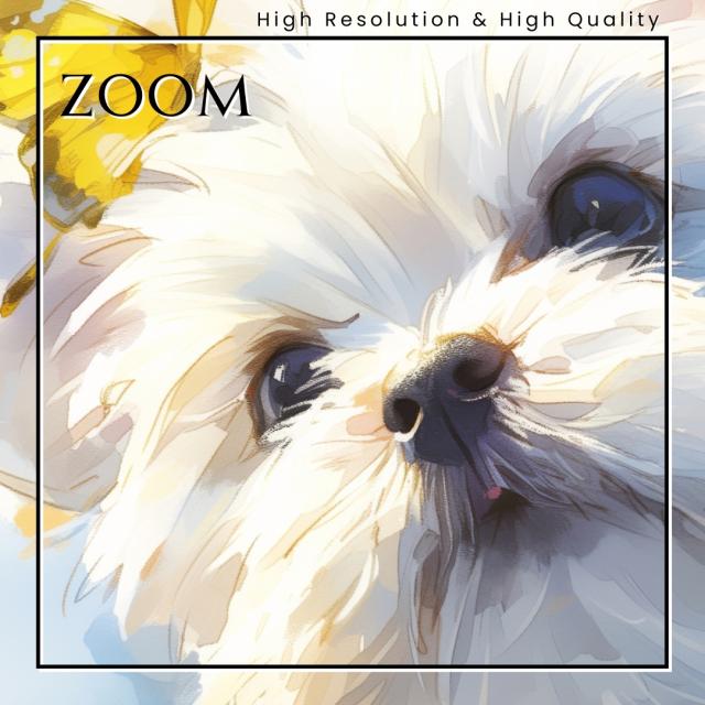 【蝶犬戯舞 - チワマル犬の子犬 No.2】春・蝶・子犬・アートポスター・犬の絵・犬の絵画・犬のイラスト