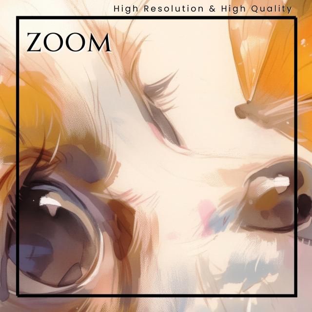 【蝶犬戯舞 - チワックス犬の子犬 No.2】春・蝶・子犬・アートポスター・犬の絵・犬の絵画・犬のイラスト
