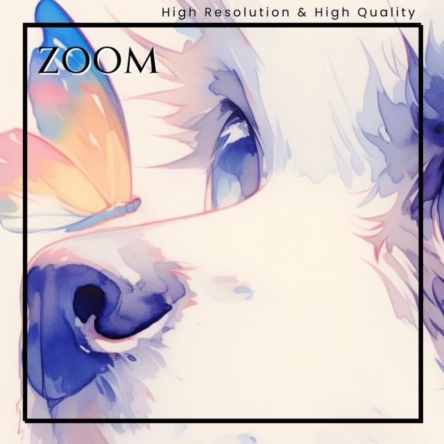 【蝶犬戯舞 - チワックス犬の子犬 No.4】春・蝶・子犬・アートポスター・犬の絵・犬の絵画・犬のイラスト