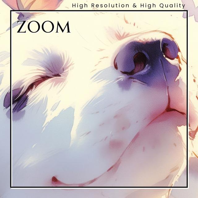 【蝶犬戯舞 - ダルメシアン犬の子犬 No.1】春・蝶・子犬・アートポスター・犬の絵・犬の絵画・犬のイラスト