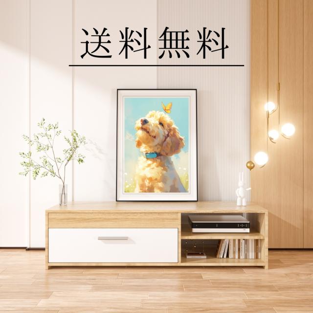 【蝶犬戯舞 - ゴールデンドゥードル犬の子犬 No.4】春・蝶・子犬・アートポスター・犬の絵・犬の絵画・犬のイラスト_3