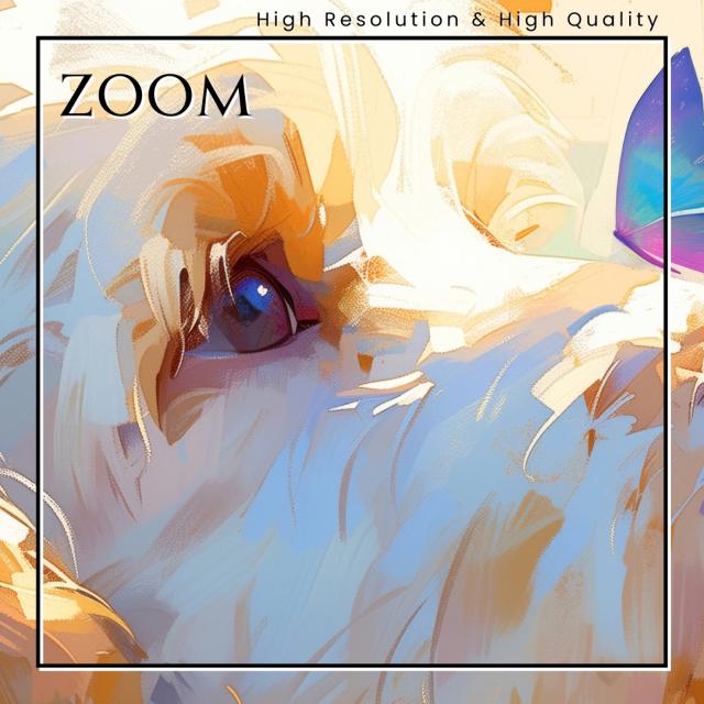 【蝶犬戯舞 - ゴールデンドゥードル犬の子犬 No.5】春・蝶・子犬・アートポスター・犬の絵・犬の絵画・犬のイラスト