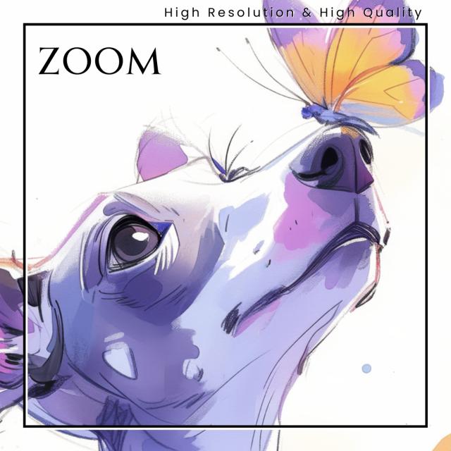 【蝶犬戯舞 - イタグレ・イタリアングレーハウンド犬の子犬 No.1】春・蝶・子犬・アートポスター・犬の絵・犬の絵画・犬のイラスト