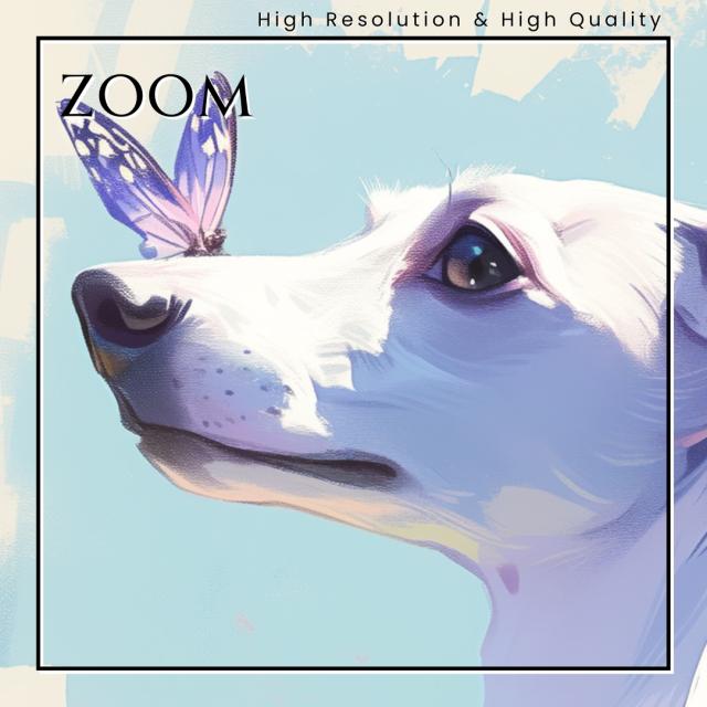 【蝶犬戯舞 - イタグレ・イタリアングレーハウンド犬の子犬 No.2】春・蝶・子犬・アートポスター・犬の絵・犬の絵画・犬のイラスト