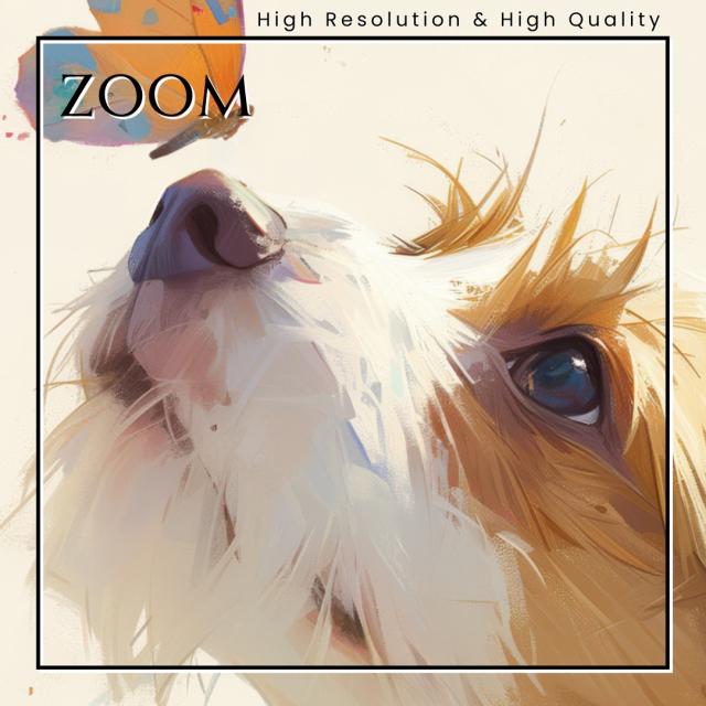 【蝶犬戯舞 - ジャックラッセルテリア犬の子犬 No.3】春・蝶・子犬・アートポスター・犬の絵・犬の絵画・犬のイラスト