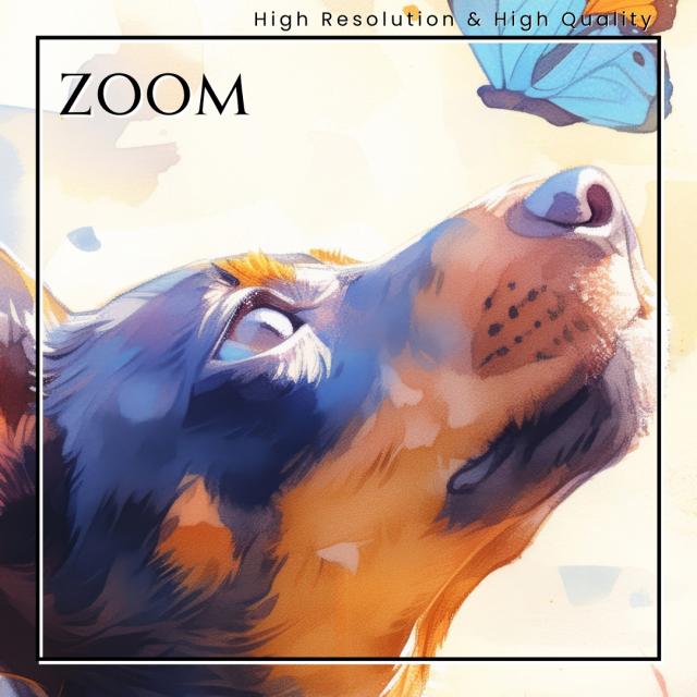 【蝶犬戯舞 - ミニピン・ミニチュア・ピンシャー犬の子犬 No.4】春・蝶・子犬・アートポスター・犬の絵・犬の絵画・犬のイラスト
