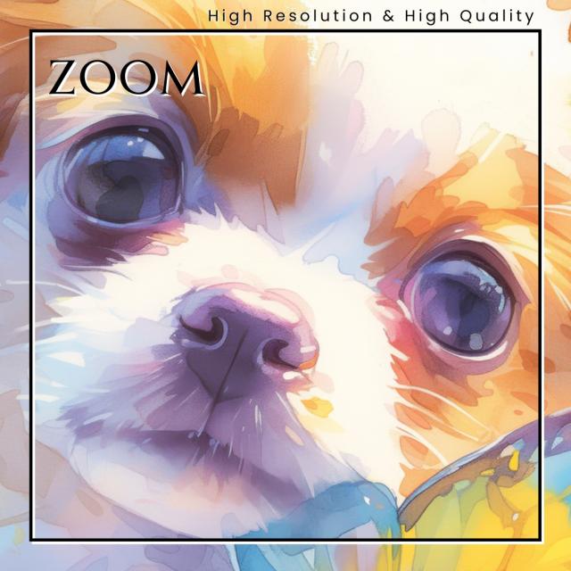 【蝶犬戯舞 - パピヨン犬の子犬 No.2】春・蝶・子犬・アートポスター・犬の絵・犬の絵画・犬のイラスト