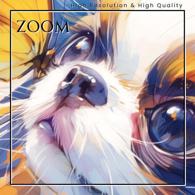 【蝶犬戯舞 - ペキニーズ犬の子犬 No.1】春・蝶・子犬・アートポスター・犬の絵・犬の絵画・犬のイラスト