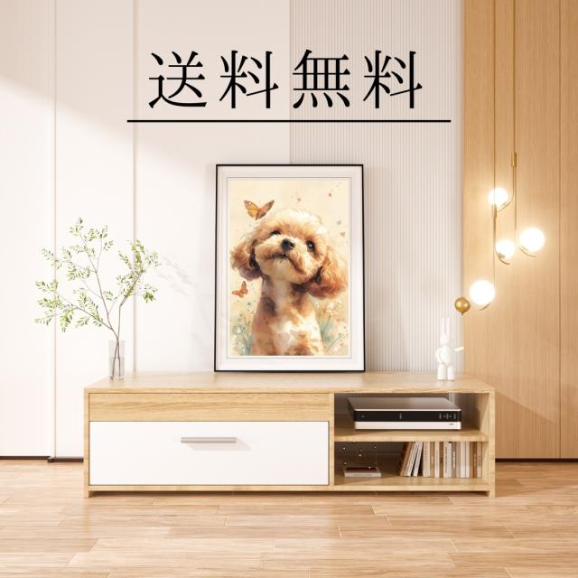 【蝶犬戯舞 - トイプードル犬の子犬 No.2】春・蝶・子犬・アートポスター・犬の絵・犬の絵画・犬のイラスト_3