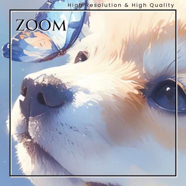 【蝶犬戯舞 - 柴犬・豆柴犬の子犬 No.3】春・蝶・子犬・アートポスター・犬の絵・犬の絵画・犬のイラスト