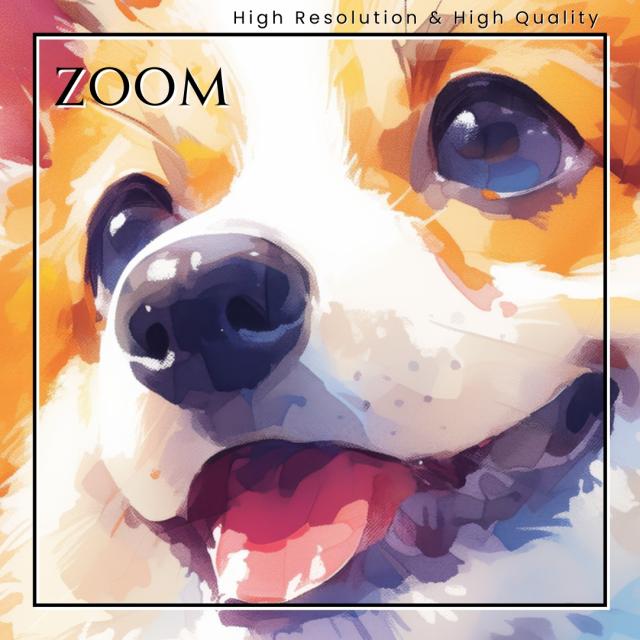 【蝶犬戯舞 - ウェルシュ・コーギー犬の子犬 No.1】春・蝶・子犬・アートポスター・犬の絵・犬の絵画・犬のイラスト 7,448円
