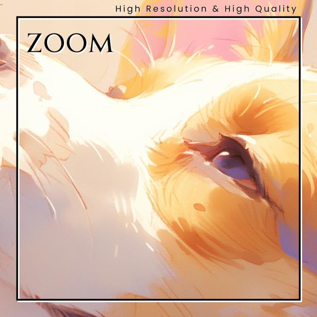 【蝶犬戯舞 - ウェルシュ・コーギー犬の子犬 No.4】春・蝶・子犬・アートポスター・犬の絵・犬の絵画・犬のイラスト