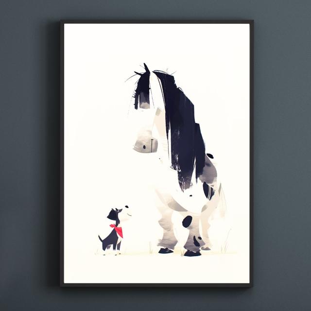 【福寿（2026年） - シュナウザー犬 No.3】午年・馬・謹賀新年・賀正・新春・迎春・子犬・ペットロス・うちの子・記念日・アートポスター・犬の絵・犬のイラスト・ギフト・プレゼント