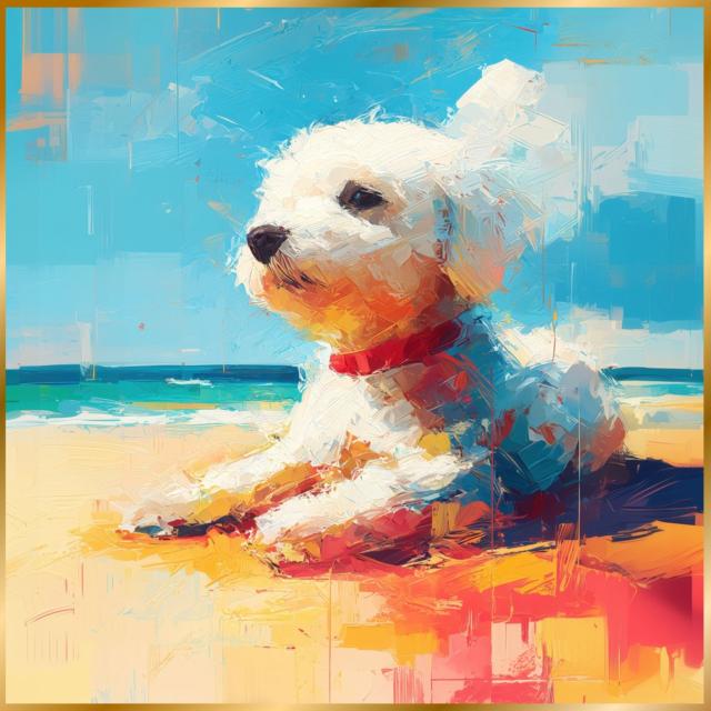 【ビションフリーゼ犬とビーチのスケッチ No.1】海・浜辺・犬の絵・犬のイラスト・おしゃれ・ミニマリスト・ミニマリズム・シンプル・インテリアアート・ペットロス・うちの子・記念日・アートポスター・ギフト・プレゼント 7,350円