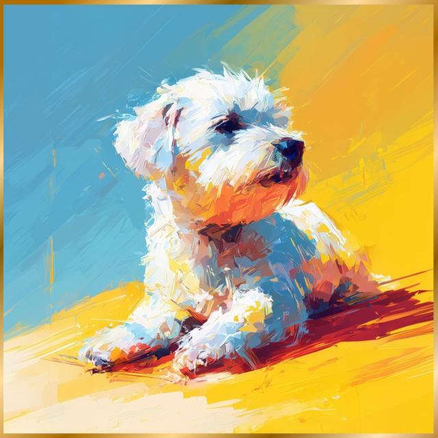 【ビションフリーゼ犬とビーチのスケッチ No.3】海・浜辺・犬の絵・犬のイラスト・おしゃれ・ミニマリスト・ミニマリズム・シンプル・インテリアアート・ペットロス・うちの子・記念日・アートポスター・ギフト・プレゼント