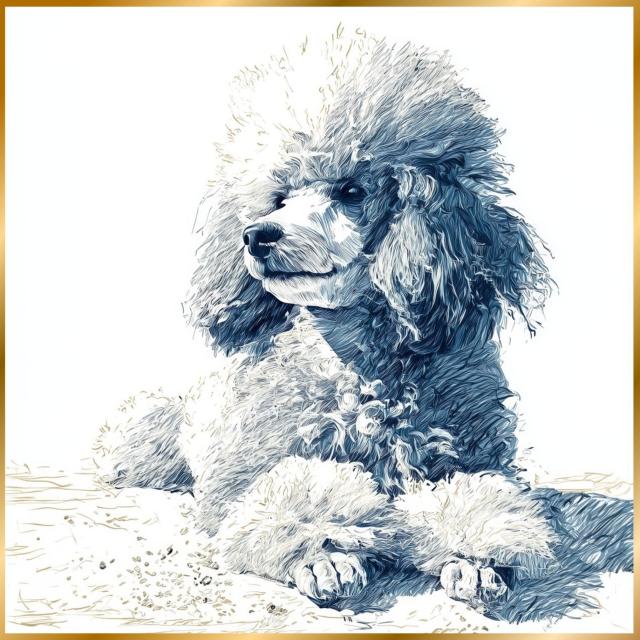 【トイプードル犬とビーチのスケッチ No.6】海・浜辺・犬の絵・犬のイラスト・おしゃれ・ミニマリスト・ミニマリズム・シンプル・インテリアアート・ペットロス・うちの子・記念日・アートポスター・ギフト・プレゼント