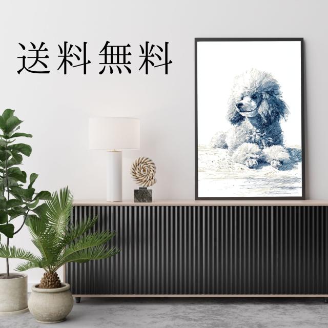 【トイプードル犬とビーチのスケッチ No.6】海・浜辺・犬の絵・犬のイラスト・おしゃれ・ミニマリスト・ミニマリズム・シンプル・インテリアアート・ペットロス・うちの子・記念日・アートポスター・ギフト・プレゼント_2