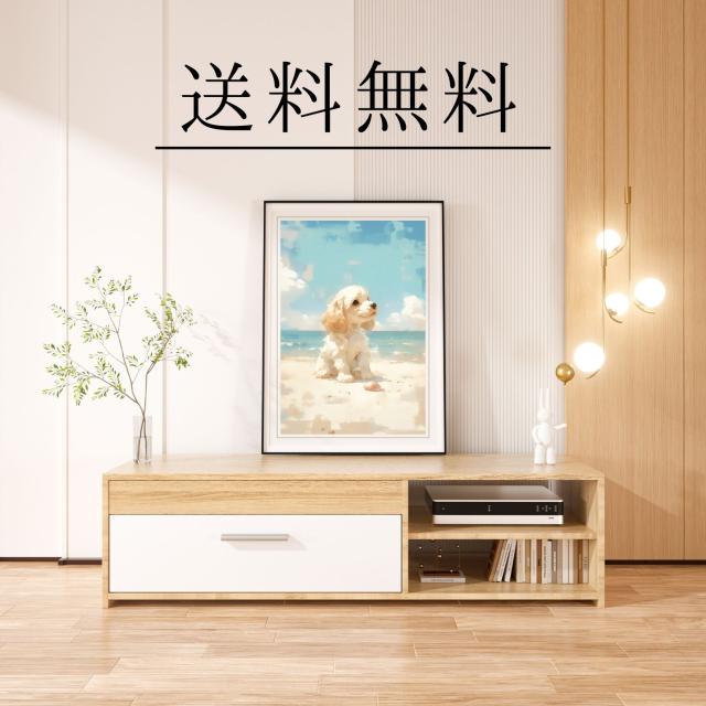【貝犬戯舞 - チワックス犬 No.2】子犬・ビーチ・浜辺・青空・夏・海・うちの子記念日・ペットロス・アートポスター・犬の絵・犬のイラスト_3
