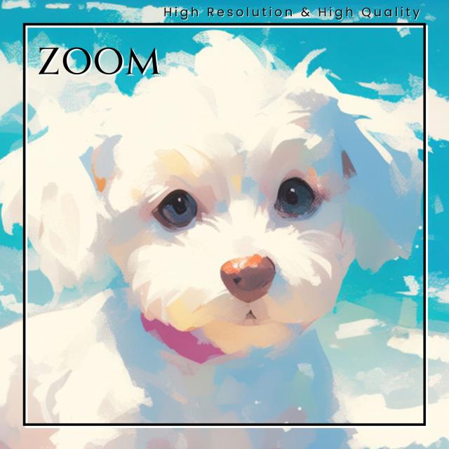 【貝犬戯舞 - マルプー犬 No.3】子犬・ビーチ・浜辺・青空・夏・海・うちの子記念日・ペットロス・アートポスター・犬の絵・犬のイラスト