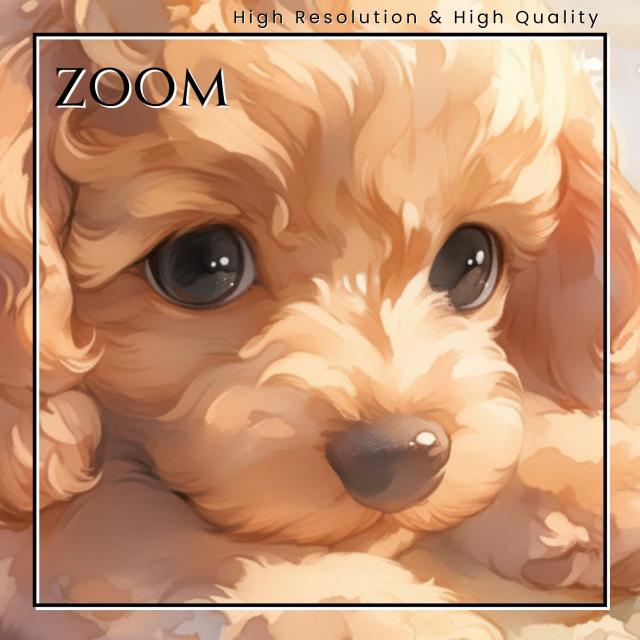 【貝犬戯舞 - トイプードル犬 No.12】子犬・ビーチ・浜辺・青空・夏・海・うちの子記念日・ペットロス・アートポスター・犬の絵・犬のイラスト