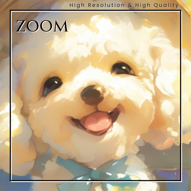 【貝犬戯舞 - トイプードル犬 No.7】子犬・ビーチ・浜辺・青空・夏・海・うちの子記念日・ペットロス・アートポスター・犬の絵・犬のイラスト