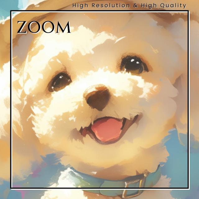 【貝犬戯舞 - トイプードル犬 No.8】子犬・ビーチ・浜辺・青空・夏・海・うちの子記念日・ペットロス・アートポスター・犬の絵・犬のイラスト