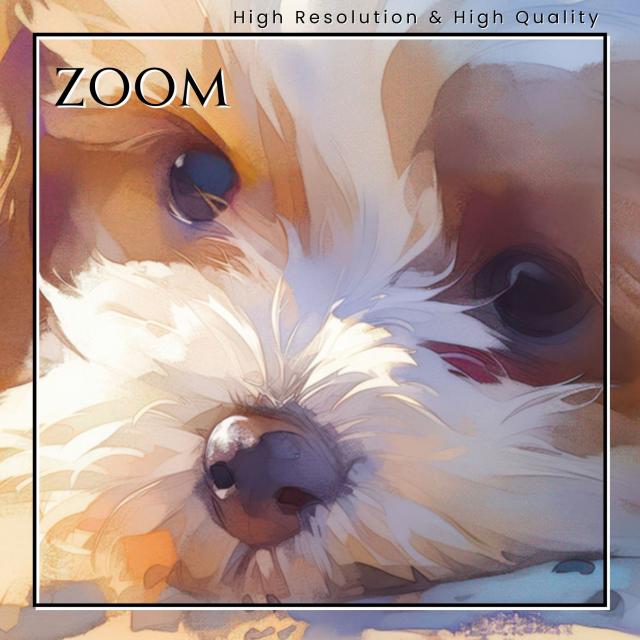 【貝犬戯舞 - シーズー犬 No.5】子犬・ビーチ・浜辺・青空・夏・海・うちの子記念日・ペットロス・アートポスター・犬の絵・犬のイラスト