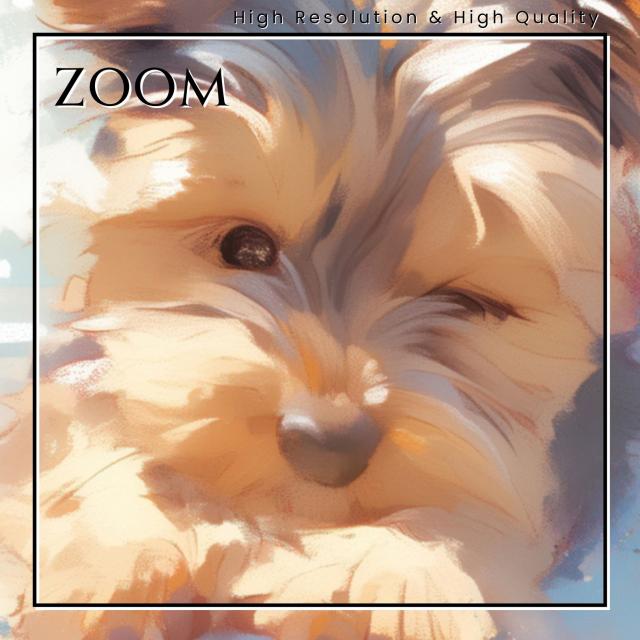 【貝犬戯舞 - ヨーキー・ヨークシャーテリア犬 No.1】子犬・ビーチ・浜辺・青空・夏・海・うちの子記念日・ペットロス・アートポスター・犬の絵・犬のイラスト