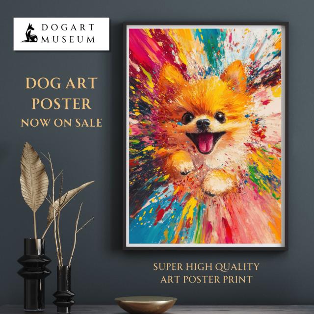 【虹色の人生 - ポメラニアン犬 No.2】レインボー・ペットロス・うちの子・記念日・アートポスター・犬の絵・犬のイラスト・ギフト・プレゼント