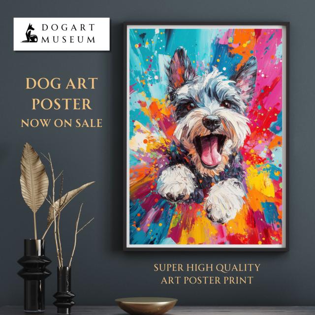 【虹色の人生 - シュナウザー犬 No.1】レインボー・ペットロス・うちの子・記念日・アートポスター・犬の絵・犬のイラスト・ギフト・プレゼント