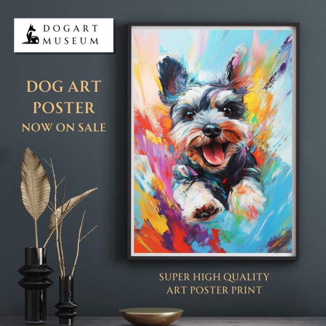 【虹色の人生 - シュナウザー犬 No.2】レインボー・ペットロス・うちの子・記念日・アートポスター・犬の絵・犬のイラスト・ギフト・プレゼント