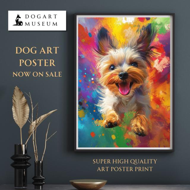 【虹色の人生 - ヨーキー・ヨークシャーテリア犬 No.1】レインボー・ペットロス・うちの子・記念日・アートポスター・犬の絵・犬のイラスト・ギフト・プレゼント
