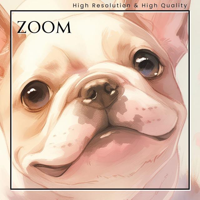 【桜犬戯舞 - フレンチブルドッグ犬 No.2】桜・花見・春・花びら・子犬・ペットロス・うちの子・記念日・アートポスター・犬の絵・犬のイラスト・ギフト・プレゼント