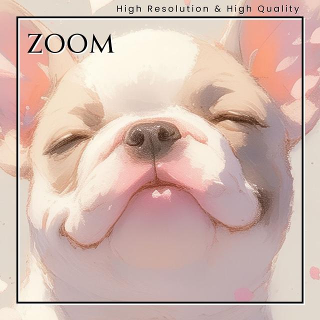 【桜犬戯舞 - フレンチブルドッグ犬 No.3】桜・花見・春・花びら・子犬・ペットロス・うちの子・記念日・アートポスター・犬の絵・犬のイラスト・ギフト・プレゼント