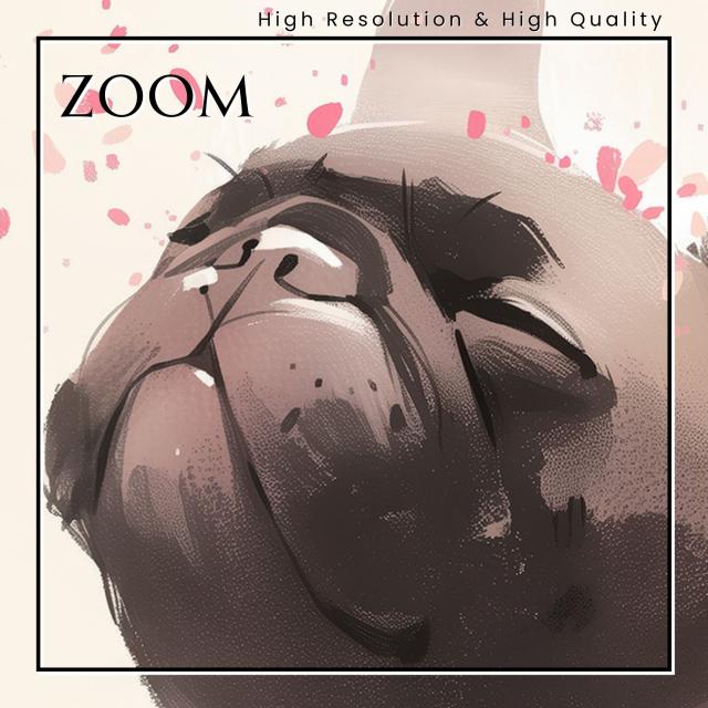 【桜犬戯舞 - フレンチブルドッグ犬 No.4】桜・花見・春・花びら・子犬・ペットロス・うちの子・記念日・アートポスター・犬の絵・犬のイラスト・ギフト・プレゼント