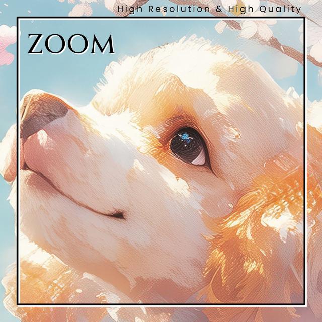 【桜犬戯舞 - トイプードル犬 No.4】桜・花見・春・花びら・子犬・ペットロス・うちの子・記念日・アートポスター・犬の絵・犬のイラスト・ギフト・プレゼント