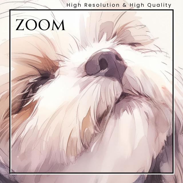 【桜犬戯舞 - シーズー犬 No.1】桜・花見・春・花びら・子犬・ペットロス・うちの子・記念日・アートポスター・犬の絵・犬のイラスト・ギフト・プレゼント