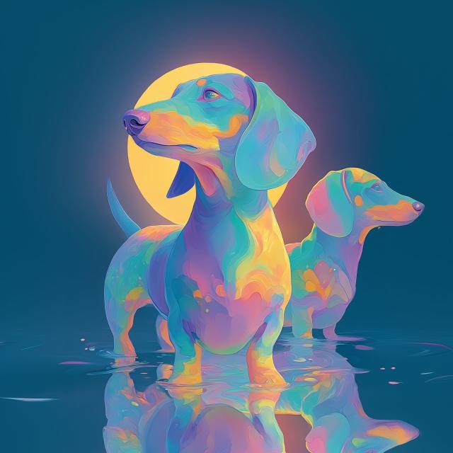 【リフレクション - ダックスフンド犬 No.2】アートポスター ペットロス うちの子記念日 北欧 ナチュラル モダンインテリア