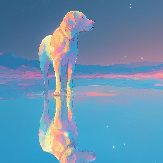 【リフレクション - ラブラドールレトリバー犬 No.1】アートポスター ペットロス うちの子記念日 北欧 ナチュラル モダンインテリア