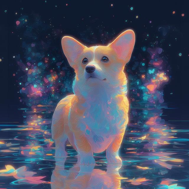 【リフレクション - ウェルシュコーギー犬 No.1】アートポスター ペットロス うちの子記念日 北欧 ナチュラル モダンインテリア