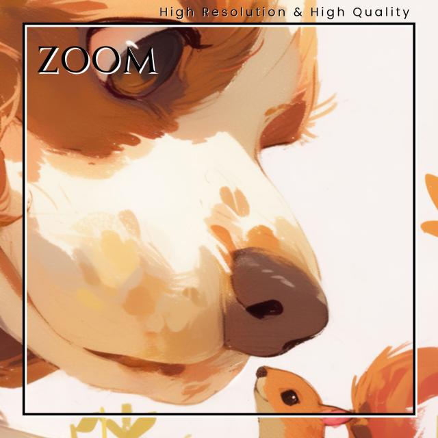 【栗鼠犬戯舞 - アメコカ・アメリカンコッカースパニエル犬 No.2】リス・紅葉・秋・子犬・ペットロス・うちの子記念日・アートポスター・犬の絵・犬のイラスト