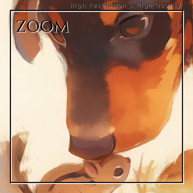 【栗鼠犬戯舞 - ダックスフンド犬 No.1】リス・紅葉・秋・子犬・ペットロス・うちの子記念日・アートポスター・犬の絵・犬のイラスト